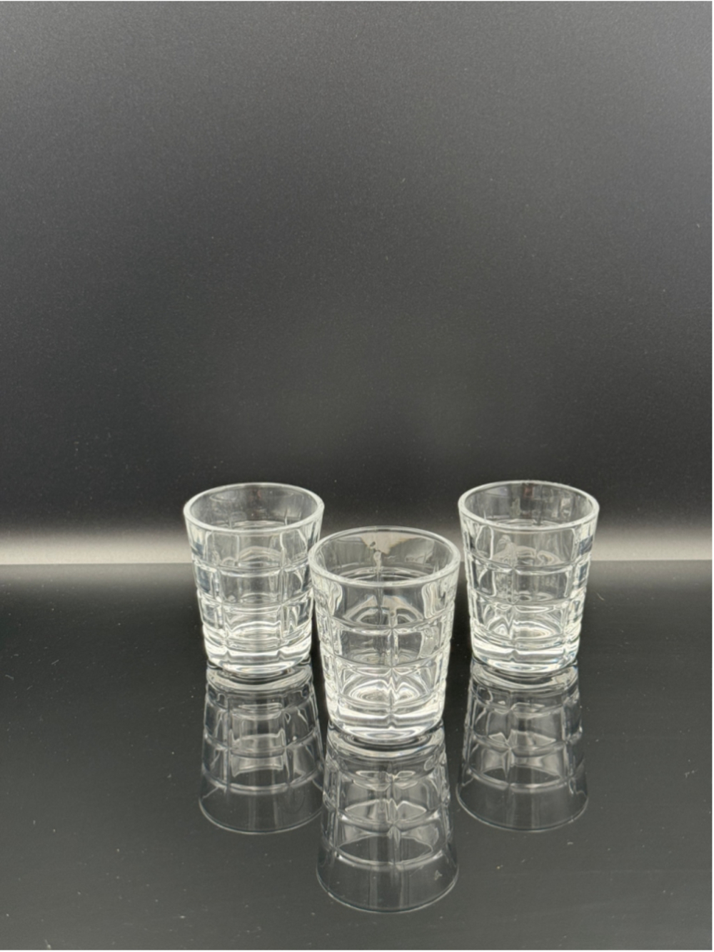 Mid-Century Pressed Square Cut Shot Glass Set of 3